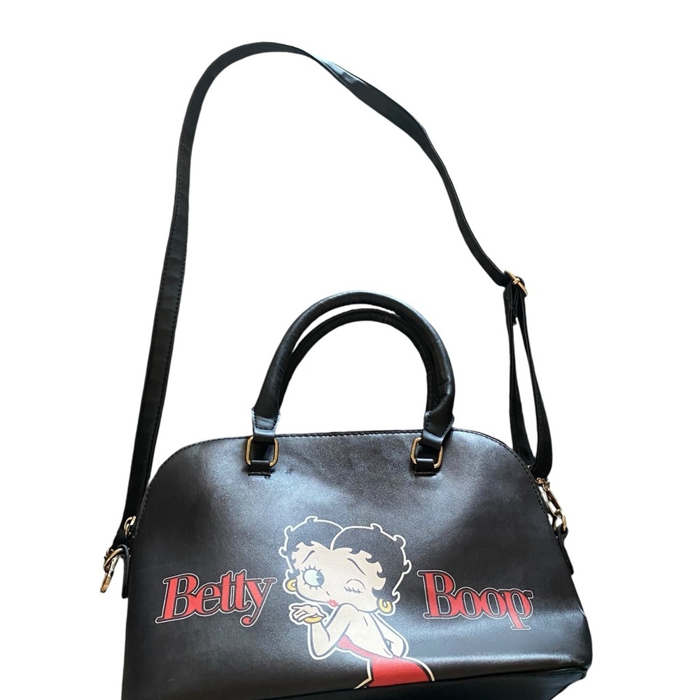 Betty Boop Graphic Red & Black Handbag crossbody bag striped interior - Picture 4 of 13